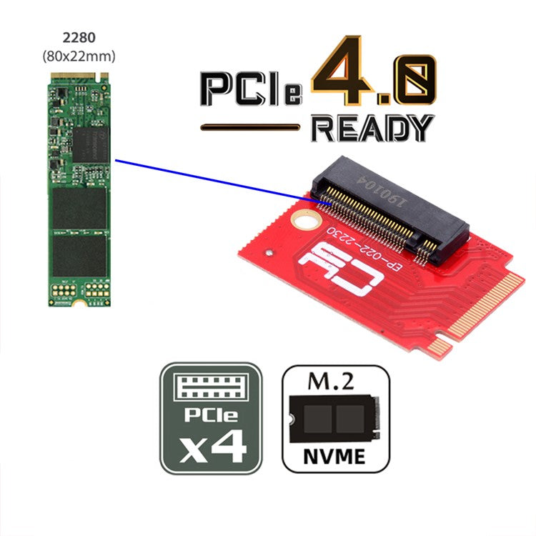 EP-022-2230MM NVME M-Key 22x30mm to 22x80mm NGFF Extension SSD Upgrade Adapter Compatible with ROG Ally Gaming