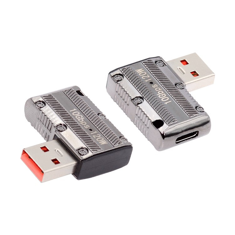 UC-029-TC001 USB 3.1 Type C Female to USB 3.0 Type-A Male 90 Degree Right Angled Flat Type 10Gbps Data 120W Power Adapter