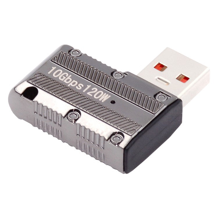 UC-029-TC002 USB 3.1 Type C Female to USB 3.0 Type-A Male 90 Degree Left Angled Flat Type 10Gbps Data 120W Power Adapter