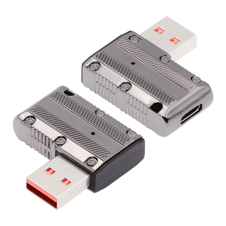 UC-029-TC002 USB 3.1 Type C Female to USB 3.0 Type-A Male 90 Degree Left Angled Flat Type 10Gbps Data 120W Power Adapter