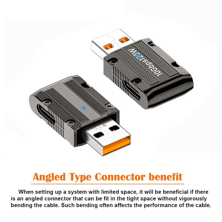 UC-029-TC003 120W 10Gbps USB 3.1 Type C Female Right Angled to USB 3.0 Type-A Male Straight Type Power Adapter
