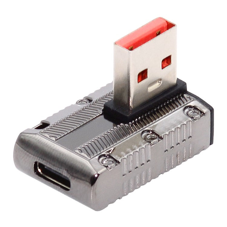 UC-029-TC006 USB 3.1 Type C Female to USB 3.0 Type-A Male 90 Degree Left Angled 10Gbps 120W Mini Power Adapter