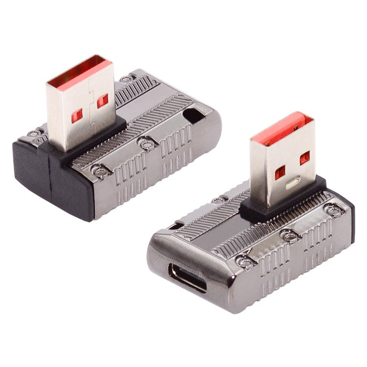 UC-029-TC006 USB 3.1 Type C Female to USB 3.0 Type-A Male 90 Degree Left Angled 10Gbps 120W Mini Power Adapter