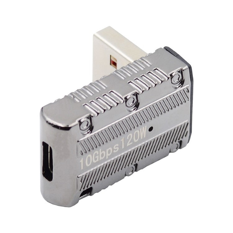 UC-029-TC008 USB 3.1 Type C Female to USB 3.0 Type-A Male 90 Degree Up Angled Type Power Adapter 10Gbps 120W Mini Converter