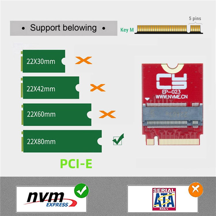 EP-023 NVME M-Key 22x30mm to 22x80mm NGFF Extension SSD Upgrade Adapter Compatible with ROG Flow X13 Gamings Laptop