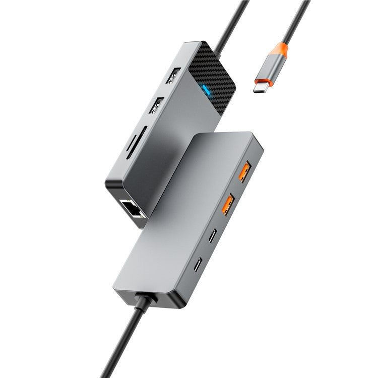 WIWU A923RPT USB-C Adapter to USB 3.1x2+USB 2.0x2+PD 100W+USB-C 3.1+2 Card Reader Slots+LAN 1000Gigabit