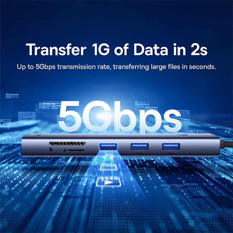 BASEUS UItraJoy Series 10-Port HUB Adapter USB-C Docking Station Type-C to HD / VGA / USB3.0 / PD / RJ45 / SD / TF / 3.5mm, Dark Grey