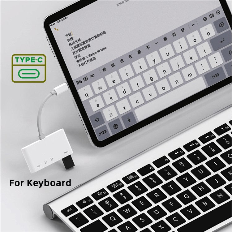 UC-155-SD004 4-in-1 USB 2.0 Type C to SD+TF+USB-A Female Card Reader PD 27W Adapter for Laptop Tablet Phone