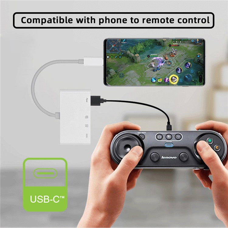 UC-155-SD004 4-in-1 USB 2.0 Type C to SD+TF+USB-A Female Card Reader PD 27W Adapter for Laptop Tablet Phone