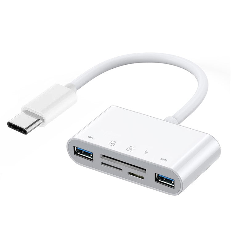 UC-155-SD005 5-in-1 USB 2.0 Type C USB-C to SD+TF+Dual USB3.0 Female Card Reader PD 27W Adapter