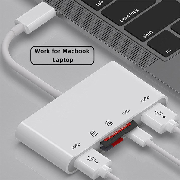 UC-155-SD005 5-in-1 USB 2.0 Type C USB-C to SD+TF+Dual USB3.0 Female Card Reader PD 27W Adapter