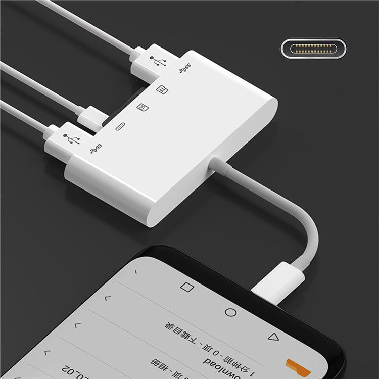 UC-155-SD005 5-in-1 USB 2.0 Type C USB-C to SD+TF+Dual USB3.0 Female Card Reader PD 27W Adapter