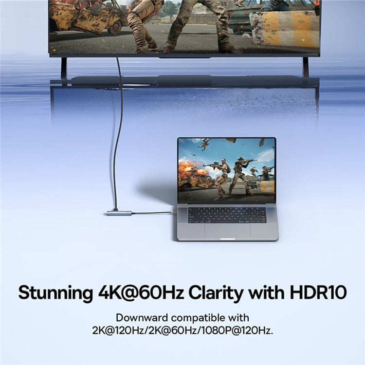 BASEUS BS-OH165 UltraJoy Series 5-Port HUB AIR 5-In-1 Multi-Port Adapter to HD 4K, 2xUSB 3.0, PD, RJ45