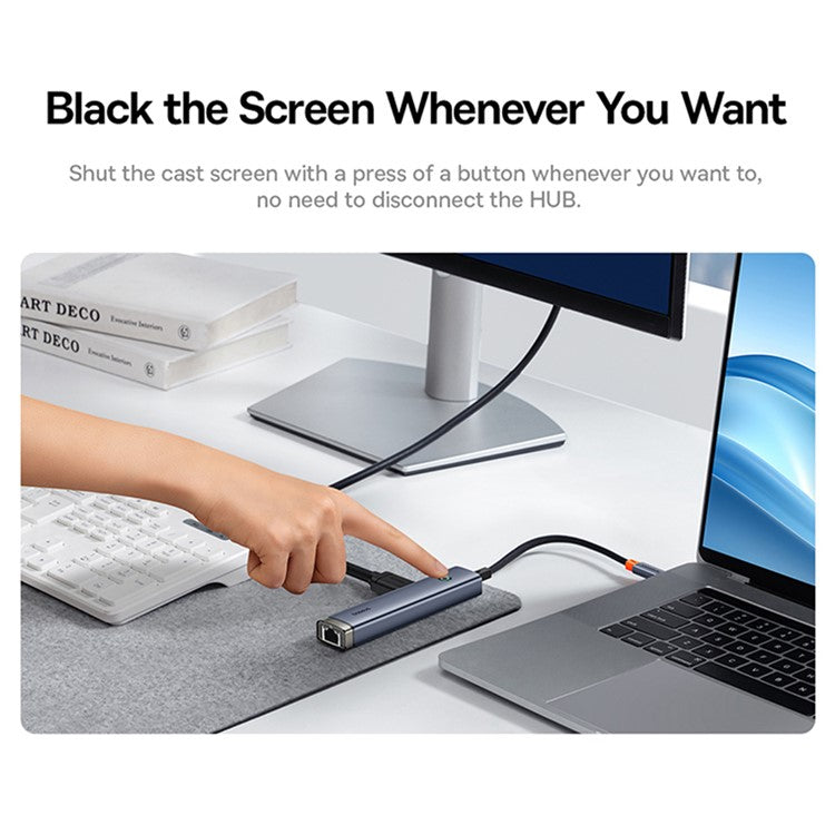 BASEUS BS-OH165 UltraJoy Series 5-Port HUB AIR 5-In-1 Multi-Port Adapter to HD 4K, 2xUSB 3.0, PD, RJ45