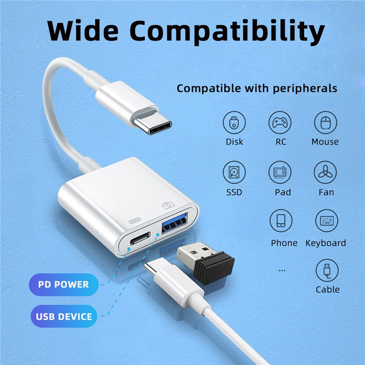 UC-155-TC002 Type-C to Type-A USB3.0 Female with PD Power Charge Adapter Compatible with Macbook Laptop Tablet Phone