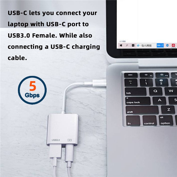 UC-155-TC002 Type-C to Type-A USB3.0 Female with PD Power Charge Adapter Compatible with Macbook Laptop Tablet Phone