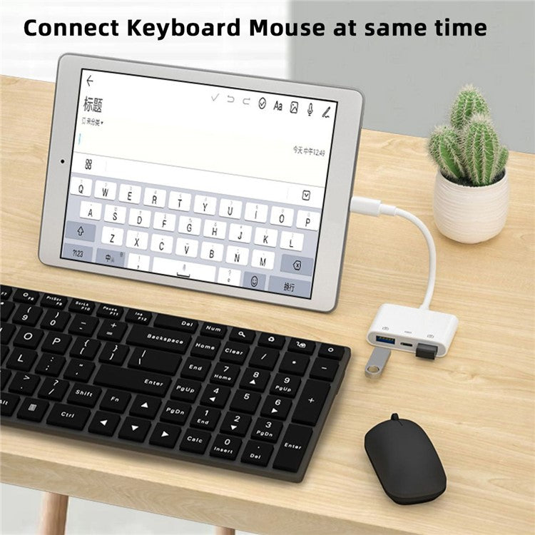 UC-155-TC003 Type C to Dual Type-A USB3.0 Female with PD Power Charge Adapter Compatible with Laptop Tablet Phone