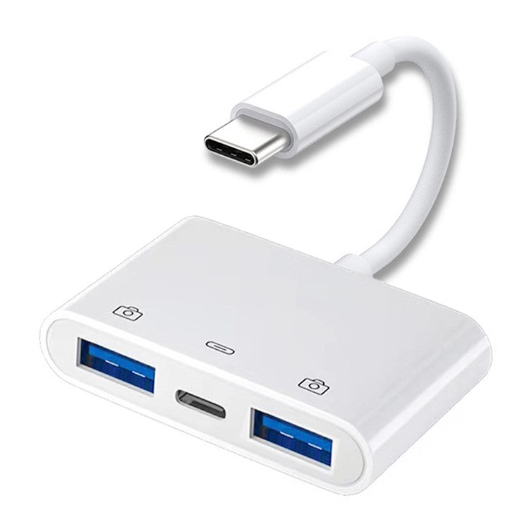 UC-155-TC003 Type C to Dual Type-A USB3.0 Female with PD Power Charge Adapter Compatible with Laptop Tablet Phone