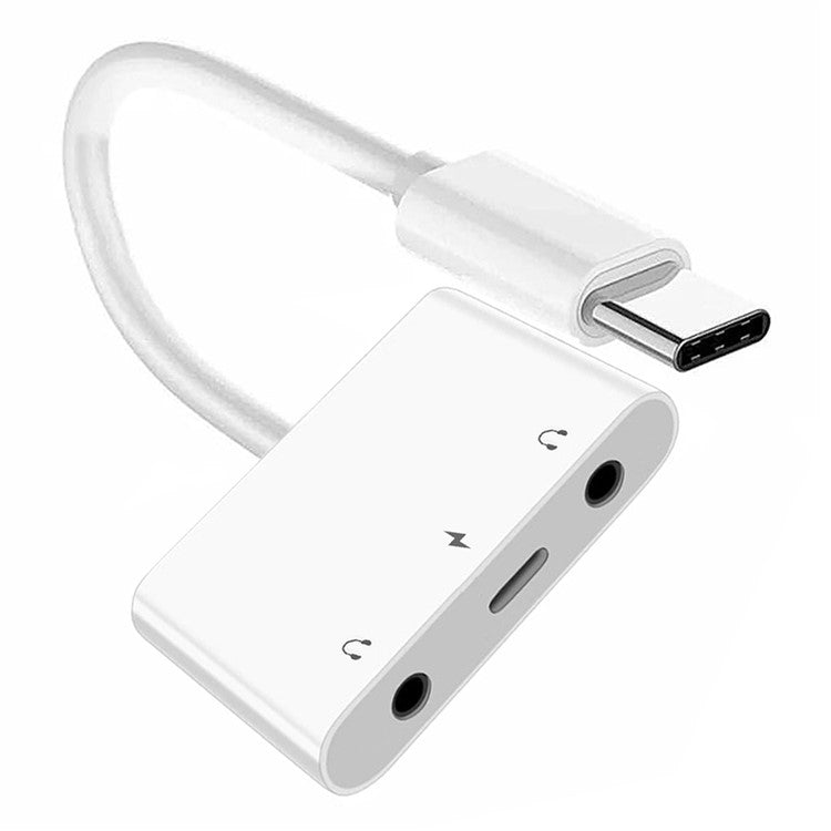 UC-155-TC005 Type C to Dual 3.5mm Audio AUX + MIC Sound Card with PD Power Charge Adapter for Laptop Tablet Phone