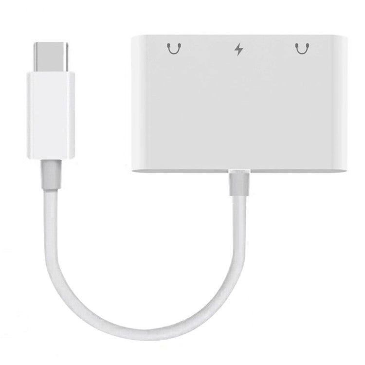 UC-155-TC005 Type C to Dual 3.5mm Audio AUX + MIC Sound Card with PD Power Charge Adapter for Laptop Tablet Phone