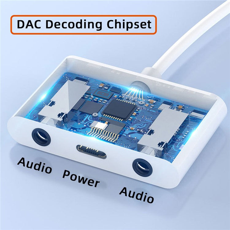 UC-155-TC005 Type C to Dual 3.5mm Audio AUX + MIC Sound Card with PD Power Charge Adapter for Laptop Tablet Phone