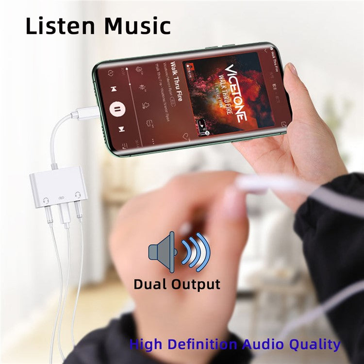 UC-155-TC005 Type C to Dual 3.5mm Audio AUX + MIC Sound Card with PD Power Charge Adapter for Laptop Tablet Phone