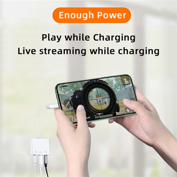 UC-155-TC005 Type C to Dual 3.5mm Audio AUX + MIC Sound Card with PD Power Charge Adapter for Laptop Tablet Phone