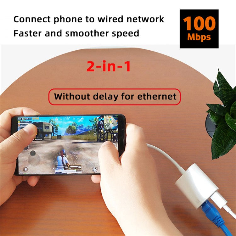 UC-155-TC006 Type C USB-C to 100Mbps Networking RJ45 with PD Power Charge Adapter for Laptop Tablet Phone