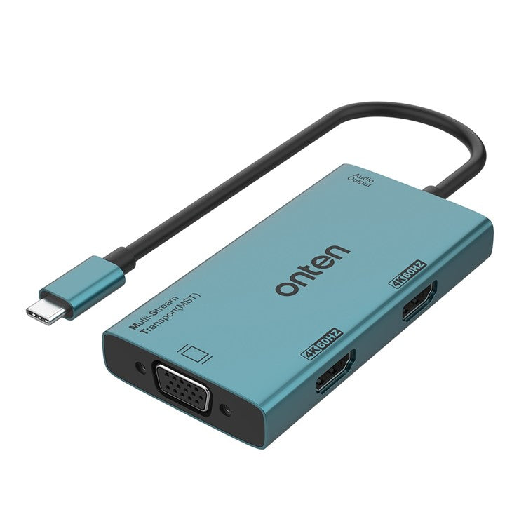 ONTEN M206 4-in-1 USB-C Hub Adapter Type-C to Dual HD+VGA+3.5mm Video Converter Support 4K / 60Hz