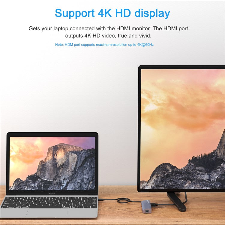 WAVLINK WL-UHP3408 4-in-1 Type-C to HD+2xUSB3.0+Gigabit RJ45 Docking Station USB Hub Adapter