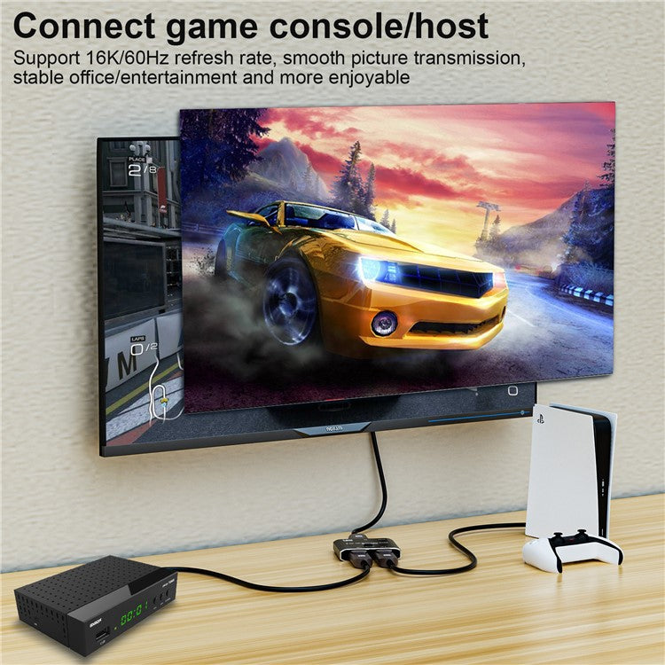 DP-030-16K DP DisplayPort 2.0 Bi-Direction 2x1 Switch Hub Support HDCP SST Extended 16K / 60hz 4K / 240hz Converter
