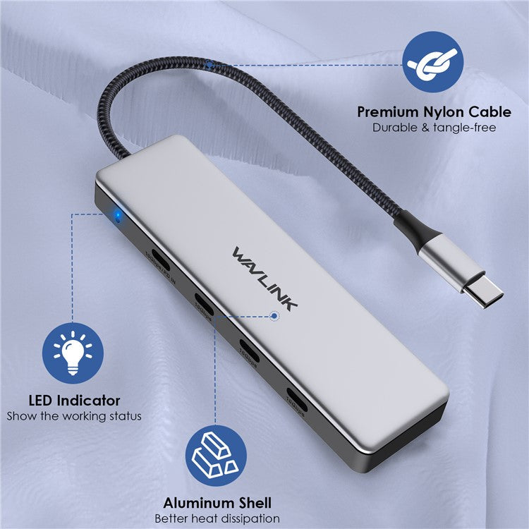 WAVLINK WL-UHP3411 4-in-1 Type-C to 4 USB-C 3.2 Gen2 Ports Adapter 10G Data Transfer Hub