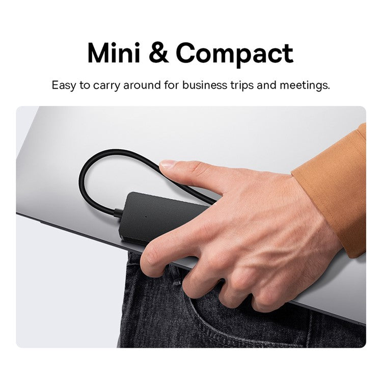 BASEUS UltraJoy Series HUB Lite 150CM Cable USB Adapter to 4 x USB 3.0 Support 5Gbps Transfer Rate - Black