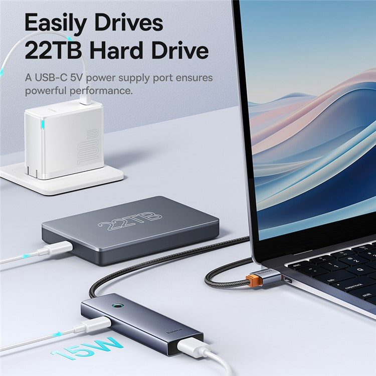 BASEUS UltraJoy Series Connection Hub USB Adapter to 4 x USB 3.0 + Type-C 5V - Space Grey