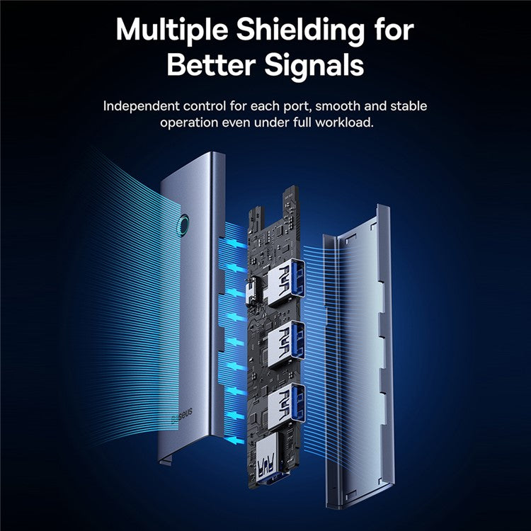 BASEUS UltraJoy Series 150CM Cable USB Adapter Hub Convert to 4 x USB 3.0 + Type-C 5V - Space Grey