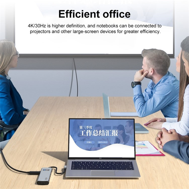 Z261 USB3.1 to PD+USB3.0x3+Type-C+SD / TF+RJ45+3.5mm+DP+HD+VGA 12-in-1 Hub