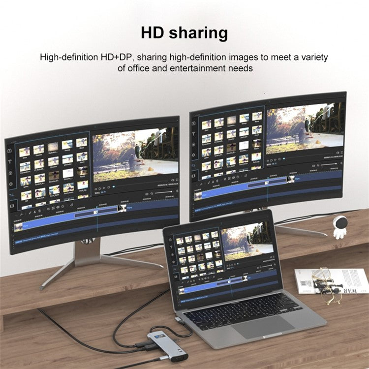 Z261 USB3.1 to PD+USB3.0x3+Type-C+SD / TF+RJ45+3.5mm+DP+HD+VGA 12-in-1 Hub