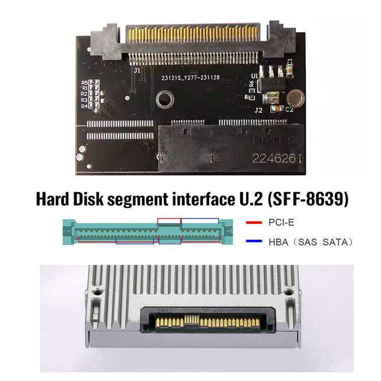 SF-072-2C EDSFF-2C Interface E1L 14+28P SSD to U.2 SFF-8639 Adapter