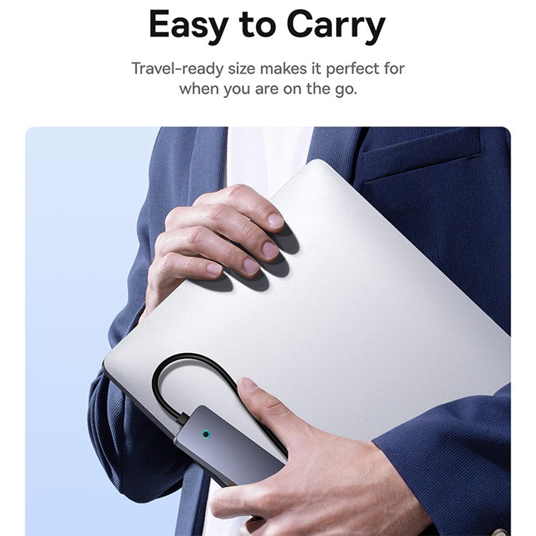 BASEUS UltraJoy Series BS-OH080 50cm 4-Port USB3.0 HUB Lite Mini Docking Station with Type-C 5V, Dark Grey