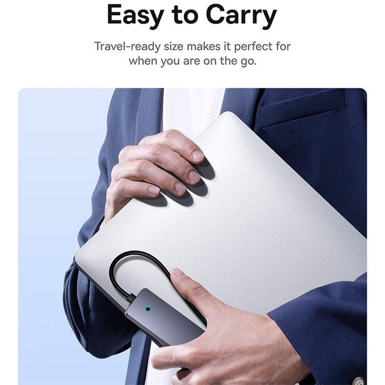 BASEUS UltraJoy Series BS-OH080 100cm Mini Docking Station 4-Port USB3.0 HUB Lite with Type-C 5V, Dark Grey