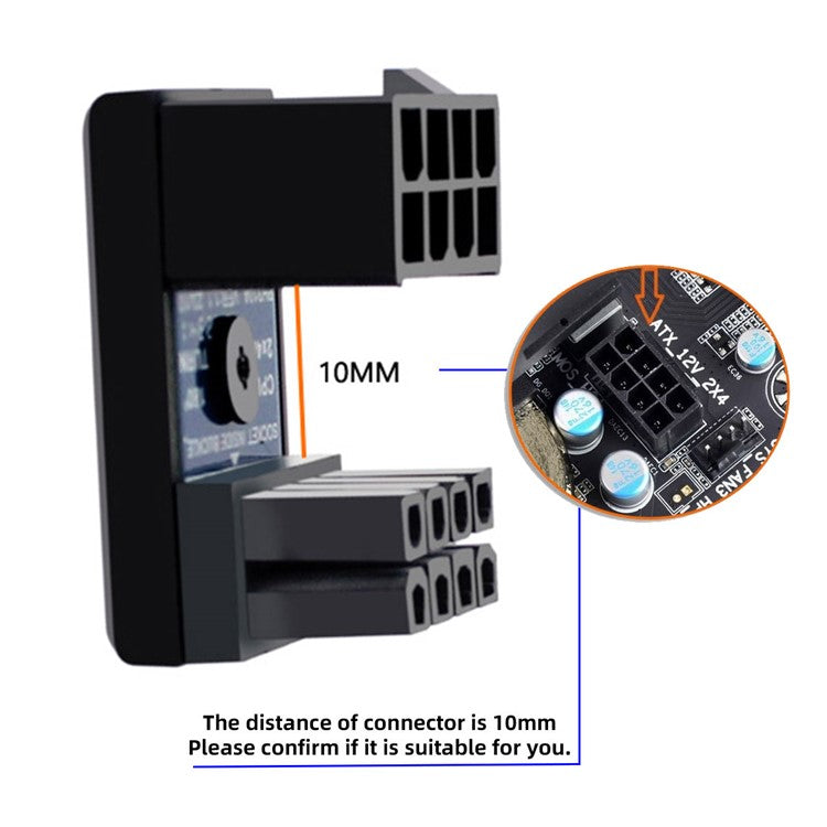 PW-053 2Pcs / Set ATX 8P EPS Male to Female 360 Degree Up+Down Angled Power Adapter for CPU 12V