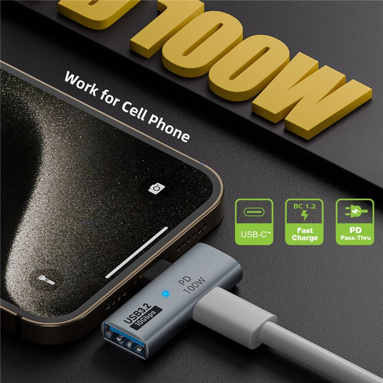 UC-035-PD 10Gbps Type-C to USB 3.0 Female OTG 100W PD Power Adapter for Laptop Tablet Phone