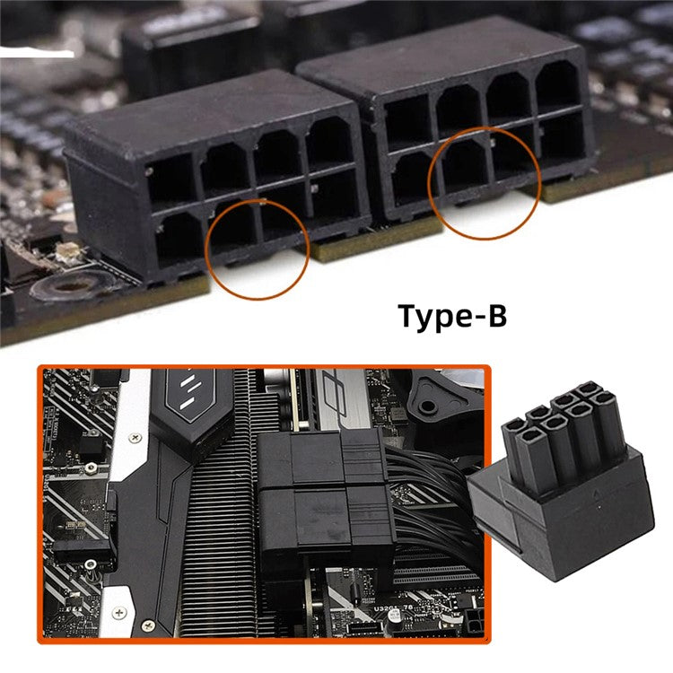 PW-027 2Pcs / Set ATX 8P Male to Female 90 Degree Up+Down Angled Power Header Adapter for GPU Graphics Card