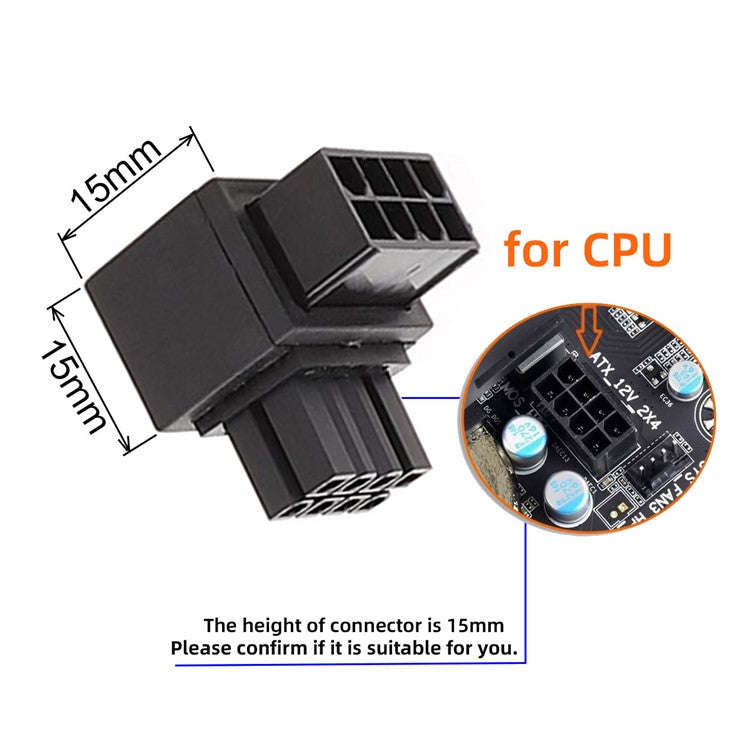 PW-054 2Pcs / Set ATX 8P EPS Male to Female 90 Degree Up+Down Angled Power Adapter for CPU 12V
