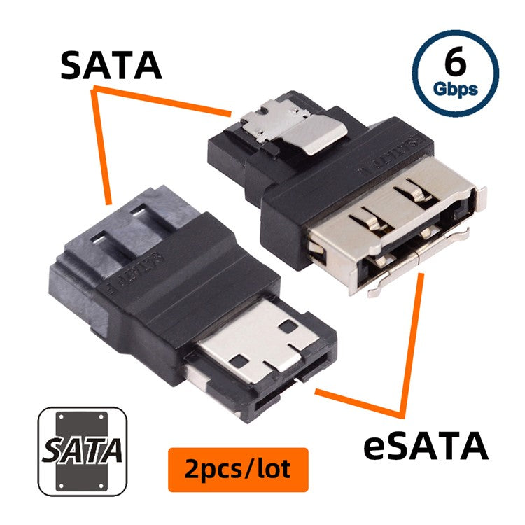 SA-082 2Pcs / Set SATA 7Pin Male to ESATA Female & External ESATA to SATA Adapter Extender for SSD Disk