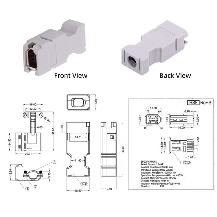 CN-010-FE SM-6E I / O Connector IEEE 1394 6Pin CN3 Socket 55100-0670 Female JZSP-CMP9-1-E Compatible with Yaskawa Panasonic Servo 54280-0609