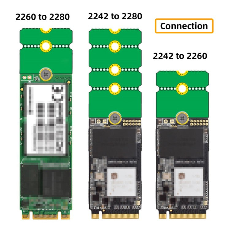 EP-031 2Pcs / Set M2 NGFF NVME M.2 Extended Adapter Transfer 2230 2242 2260 2280 Change to Long Size SSD