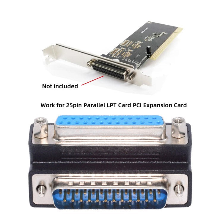 DB-008-UP DB-25PIN Up 90-Degree Angled DSUB Parallel LPT AES / EBU 25-Pin Male Screw to Female Nut Adapter
