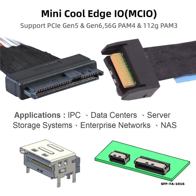 SF-081 MCIO 4x Mini Cool Edge IO to U.2 SFF-8639 NVME PCIe PCI-Express Cable for Mainboard SSD