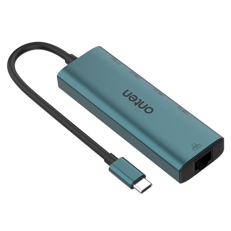 ONTEN UC121 5-in-1 USB Hub Type-C to USB3.0 + 2xUSB2.0 + Type-C Input + RJ45 100Mbps Network Adapter